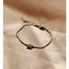 Melanj Craft Minimal Yıldız Çelik Bileklik - Silver