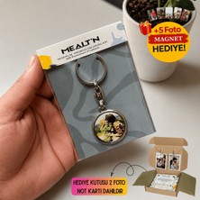 Mealtn Anlamlı Hediye Kişiye Özel Fotoğraflı Metal Anahtarlık Çift Taraflı