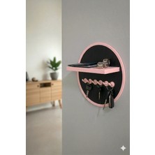 AKT Yapışkanlı Raflı Duvar Anahtarlık Askısı Modern Dekoratif Anahtarlık Tutucu Raf Giriş Holü Organizer Delmeden Montaj Minimal Tasarım Bohem Anahtarlık Standı