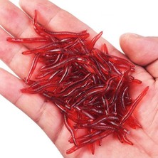 Cekar Store 100 Adet Kokulu 3,5cm Yapay Silikon Solucan Balık Ye - Gerçekçi Görünüm - Parfümlü