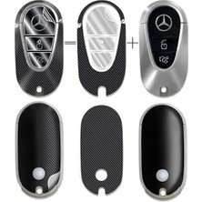 Cekar Store Ipg Mercedes 2021–2025 C E S Glc Cle Eqe Eqs Sl Serisi Uyumlu Smart Key Koruyucu – Dekoratif Sticker Seti (Kılıf Değildir) (Siyah Karbon Fiber)