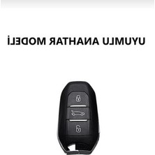 Cekar Store Autohan Keys Peugeot 208 308 508 2008 3008 5008 Rifter Nano Akıllı Anahtar Koruma Kılıfı, Siyah Gümüş, Premium Kalite