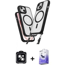Pileli Store Pilelistore™ iPhone 14 Kılıf Atlas Doku Koleksiyonu - Siyah Bilvis 5in1 5d Magic Hayalet Cam Ekran Koruyucu + Pvd Metal Kamera Lens - Yl