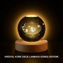 Marsilyan Ahşap Standlı LED Kristal Küre Lazer Işlemeli Dekoratif Obje
