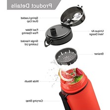 Cekar Store Su Şişesi Çocuklar Için Sızdırmaz, Spor Plastik Içecek Şişesi 1l, 800 Ml, 500 Ml, Tritan ve Bpa Içermez, Spor Şişesi, Karbondioksit Için Uygundur (Fantasy Red, 1000 Ml)