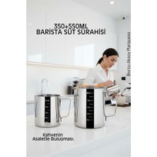 Zenvia Inox 350ML-550ML Barista Süt Sürahisi Seti - Süt Köpürtme Potu -  Paslanmaz Çelik   ZNV-HBY32