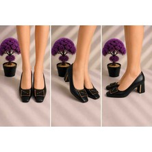 İladie Shoes Aksesuarlı Kalın Topuk Kadın Ayakkabısı