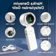 Cekar Store Blic BWFN22 Turbo El Vantilatörü Mini Fan Vantilatör Katlanabilir 3’ü 1 Arada Taşınabilir Fan 5 Kademeli LED Ekranlı Usb-C Şarjlı Mini Vantilatör Boyun Askılı Masaüstü Kullanım (Beyaz)