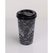 Ozcmax 4 Adet Kahve Bardağı - Kapaklı Desenlii 400ML