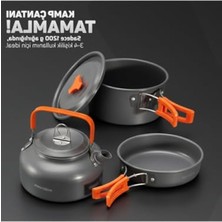 Cekar Store Nomad 03 Kamp Tencere Seti, 3-4 Kişilik, Sert Anodize Alünyum, Mesh Taşıma Çantalı, 1200 G