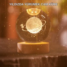 Marsilyan Kız Figürlü Sarı Cam Küre Işıklı Büyük Boy Ahşap Standlı Dekor