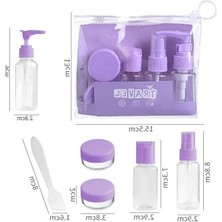 Cekar Store Promosyonca 7 Parça Seyahat Seti, Mor, Sprey ve Pompalı Şişeler, Krem Kapları, Mini Huni, Şeffaf Taşıma Çantalı, Uçak Bagajı Uyumlu, Boş Şişe (Pembe)