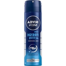 Cekar Store Nıvea Men Erkek Sprey Deodorant Fresh Active 150 Ml,ter Kokusuna Karşı 48 Saat Koruma,okyanus Özleri,uzun Süren Ferahlık,alüminyum Içermeyen Formül