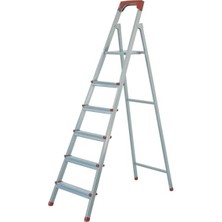 Cekar Store Ze Zigana Ev Tipi Profesyonel Alüminyum Profil Merdiven, Basamaklı, Gümüş Gri, 150 kg Taşıma Kapasiteli, Kaymaz Ayaklı, (5+1)
