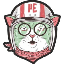 Cekar Store Sticker Usta Vespa Kedi Sticker 00278 Renkli 9 x 10 cm