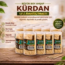 Renas Store Kürdan Büyük Boy Ahşap Kürdan Hijyenik Paket Tek Kullanımlık Dayanıklı Kürdan Seti 12 Adet