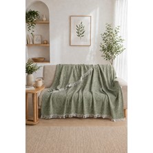 Siena Haki Yeşil Koltuk Örtüsü Şalı 170X210 cm Saçaklı
