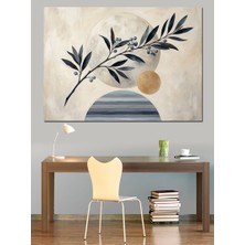 Tablomega Minimalist Zeytin Dalı ve Daireler Dekoratif Kanvas - Mdf Ahşap Tablo