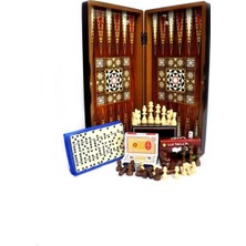 Megame Ahşap Tavla Dama Satranç Domino Oyun Seti 50 cm x 50 cm Premium Tasarım ve Kaliteli Malzeme