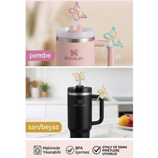 10MM Uyumlu 2’li Sürpriz Ikili Işıltılı Kelebek Silikon Pipet Kapağı – Stanley Quencher Uyumlu Pipet Tıpası