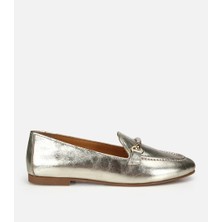 Hotiç Kadın Deri Gold Metalik Klasik Loafer