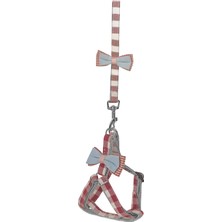 Renas Store Göğüs Tasma Seti Ekose Desenli Papyonlu 1.5 Cm*35-48 cm Kırmızı