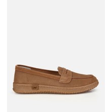 Hotiç Kadın Süet Deri Taba Yumuşak Tabanlı Günlük Loafer