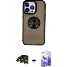 Pileli Store Pilelistore™ iPhone 13 Pro Max Kılıf Yörünge Çizgi - Siyah Bilvis 5in1 5d Magic Hayalet Cam Ekran Koruyucu + Raze Metal Kamera Lens - Gd