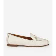 Hotiç Kadın Deri Ekru Toka Detaylı Klasik Loafer