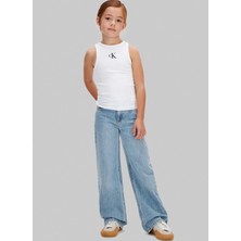 Calvin Klein Beyaz Kız Çocuk Baskılı T-Shirt LVCKSJB10GYAF