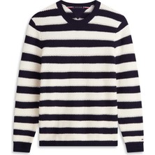 Tommy Hilfiger Lacivert Erkek Çizgili Kazak MW0MW427860A4_CROCHET Block Strıpe