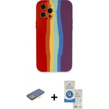 İlk El Grup Pilelistore™ iPhone 12 Pro Max Kılıf Yadigar Çizgi - Şeffaf Royal Nano Ekran Koruyucu + Renkli Kamera Lens Koruma Cam - Sı
