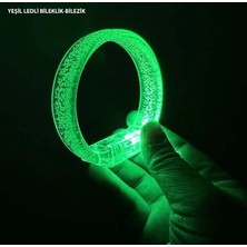 Selfbuysell Yeşil LED Işıklı Baskı Yapılabilen Pilli Bileklik Bilezik 1,5 cm Genişlik