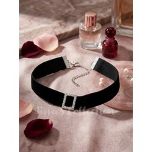 Jivva's Collection Vintage Siyah Kadife & Parlayan Kristal Tokalı Choker Kolye– Zarif Gotik Şıklık. Özel Tasarım
