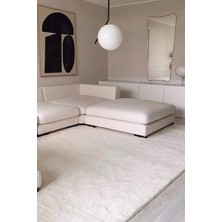 Sultan Halı Beyaz Renkli Yumuşak Yüzeyli Kaydırmaz Puffy Peluş Halı