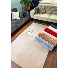 Sultan Halı Sütlü Kahve Renkli Yumuşak Yüzeyli Kaydırmaz Peluş Halı