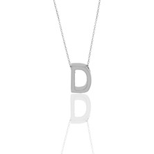 Söğütlü Silver Minimal D Harf Kolye 925 Ayar Gümüş 44 cm Uzunlukta Özel Tasarım