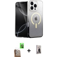 Pileli Store Pilelistore™ iPhone 16 Pro Kılıf Eksen Minimal Özel Seri - Siyah Bilvis Hayalet Cam Ekran Koruyucu + Raze Metal Kamera Lens - Cltm
