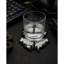 Goka 3D Craft Cod Modern Warfare Ghost Logolu 3D Baskı Bardak Altlığı - Gamer Oda Aksesuarı - 9 cm