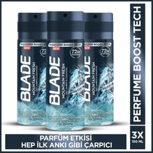 Blade Mountain Fresh Erkek Alüminyumsuz Deodorant 3x150 Ml Hızlı Kurur, Leke Bırakmaz