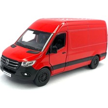 Kinsmart Lisanslı Mercedes-Benz Sprinter 1:48 Çek Bırak Oyuncak Araba Kırmızı 13 cm Detaylı İç Kabin