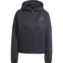 Adidas JE7848 Z.N.E. Full-Zip Hoodie Kadın Siyah Düz Desenli 2024 Sonbahar - Kış Moda