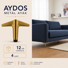 Badem10 Aydos 4 Adet 12 cm Mat Antik Sarı Metal Mobilya Ayağı Modern Tasarım Koltuk Dolap Ayağı