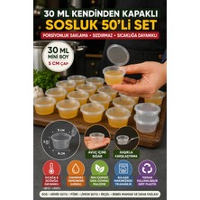 Open City 30 ml Kendinden Kapaklı Şeffaf Sosluk 50’li Set Sızdırmaz Mini Saklama Kabı Bpa’sız 5 cm Çap