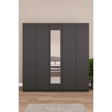 Asra Trend Lüks 5 Kapaklı Çekmeceli Gardırop %100 MDF Askılı Aynalı Düzenleyici Elbise Dolabı G-04