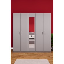 Asra Trend Lüks 5 Kapaklı Çekmeceli Gardırop %100 MDF Askılı Aynalı Düzenleyici Elbise Dolabı G-04