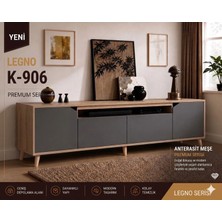 VM VERTEX MOBİLYA Legno Premium 180CM Konsol Safir Meşe-Antrasit
