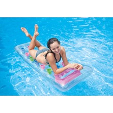Intex 59894 Şeffaf Pencereli Bardaklı Yatak 188 cm Renkli Cepler ile Rahat Yüzme Keyfi