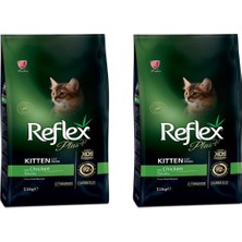 Reflex Plus Tavuklu Yavru Kedi Maması 1,5 kg 2'li Set Besleyici İçerik ile Yavru Kedi İçin Özel