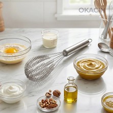 Okacih Spiramix Pro Paslanmaz Çelik Yaylı Çırpıcı – Profesyonel Mutfak Telli Karıştırıcı, Sos Yumurta Krema Çırpma Aparatı
